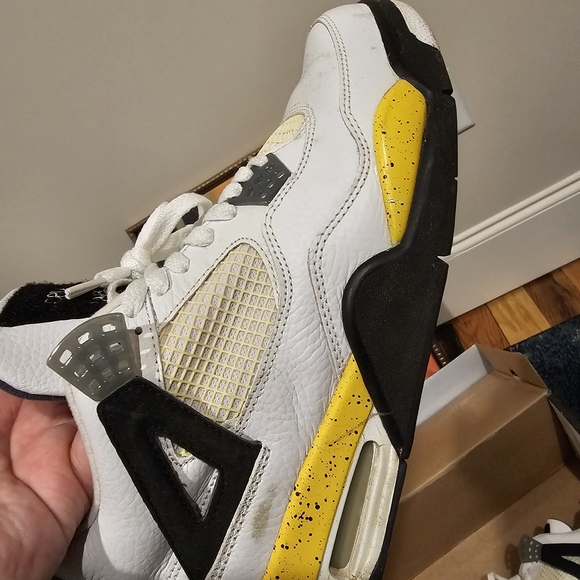 White and Yellow Sneakers with Black Accents